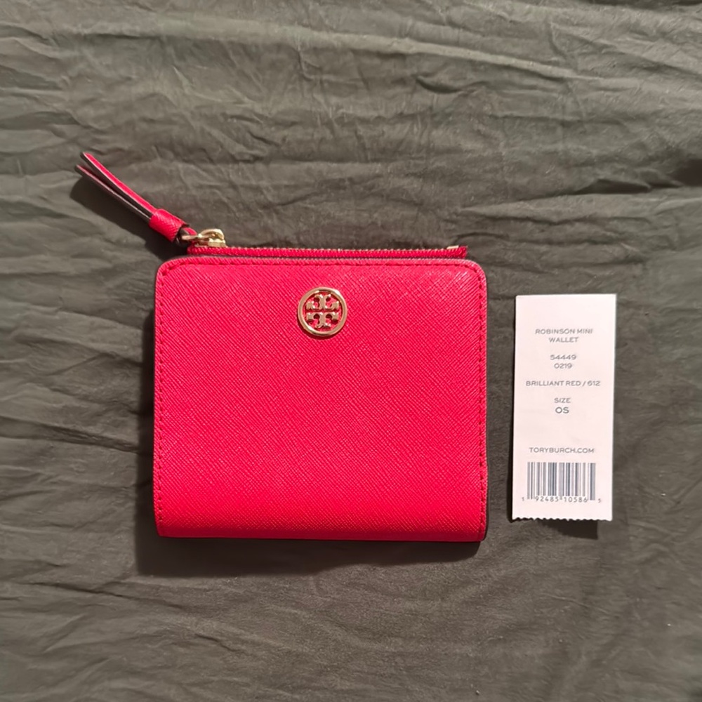 Tory Burch Brilliant Poppy Red Zip Wallet